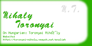 mihaly toronyai business card